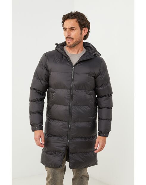 Giacca lunga nera Axelle con cappuccio