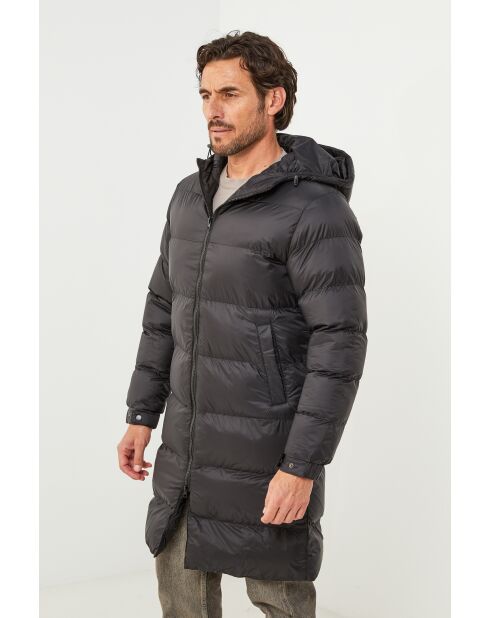 Giacca lunga nera Axelle con cappuccio