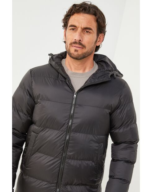 Giacca lunga nera Axelle con cappuccio