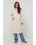 Giacca lunga reversibile con cappuccio Cecile Beige