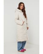 Giacca lunga reversibile con cappuccio Cecile Beige