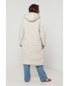 Giacca lunga reversibile con cappuccio Cecile Beige