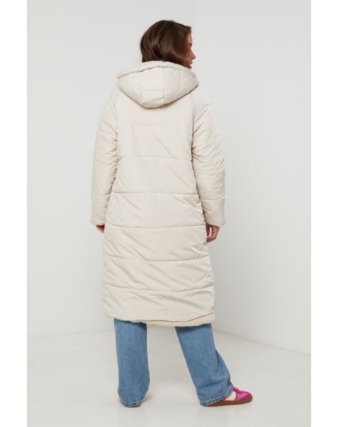 Giacca lunga reversibile con cappuccio Cecile Beige
