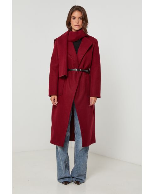 Manteau col pegnoir long Elia Bordeaux