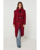 Manteau col pegnoir long Elia Bordeaux
