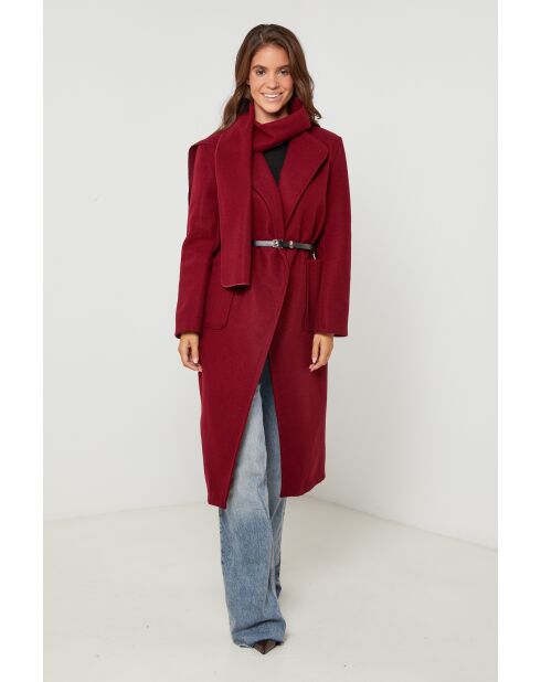 Manteau col pegnoir long Elia Bordeaux