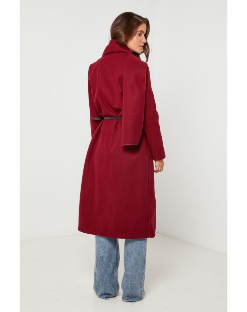 Manteau col pegnoir long Elia Bordeaux