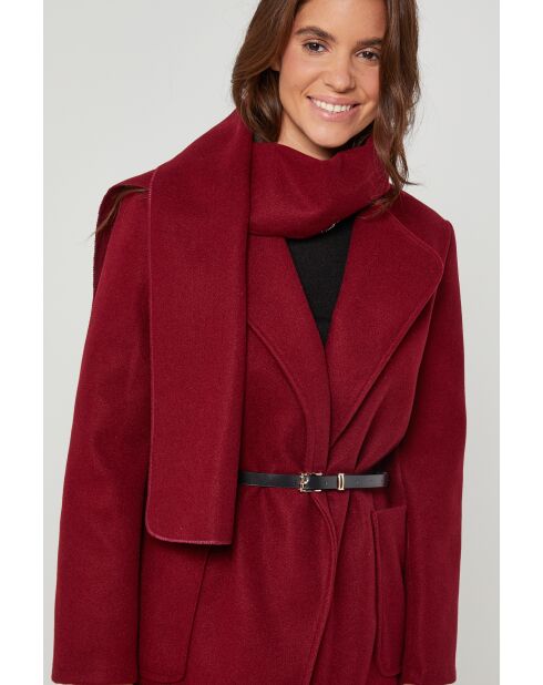 Manteau col pegnoir long Elia Bordeaux