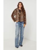 Manteau en fausse fourrure imprimé Chéril Léopard Camel