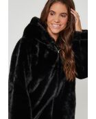Fausse fourrure courte à capuche Leslie Noire