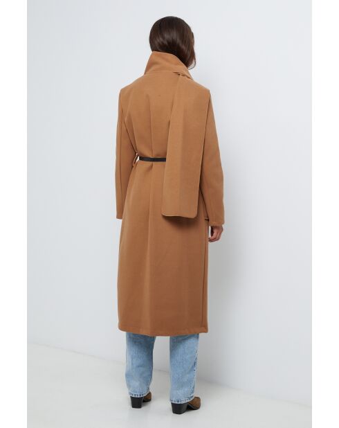 Elia Camel jas met lange badkraag