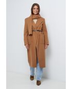 Elia Camel jas met lange badkraag