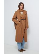 Elia Camel jas met lange badkraag