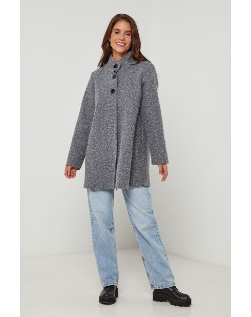 Manteau mi-longcol montant Melodie Gris