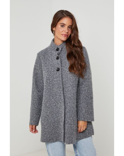Manteau mi-longcol montant Melodie Gris