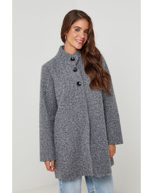 Manteau mi-longcol montant Melodie Gris