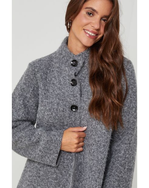 Manteau mi-longcol montant Melodie Gris