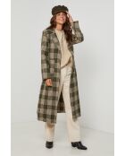 Manteau long à carreaux Kaki