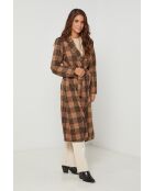 Manteau long à carreaux Camel