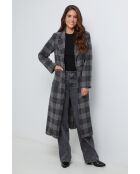 Manteau long à carreaux Gris