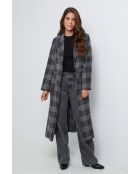 Manteau long à carreaux Gris