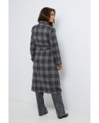 Manteau long à carreaux Gris