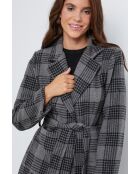 Manteau long à carreaux Gris