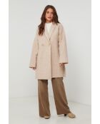 Abrigo largo beige Milano con cuello de bata