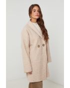 Abrigo largo beige Milano con cuello de bata