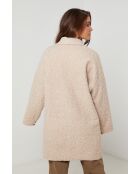 Abrigo largo beige Milano con cuello de bata
