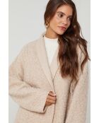 Abrigo largo beige Milano con cuello de bata