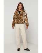 Manteau en fausse fourrure imprimé Oreo Tigre Camel