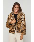 Manteau en fausse fourrure imprimé Oreo Tigre Camel