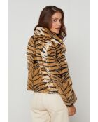Manteau en fausse fourrure imprimé Oreo Tigre Camel