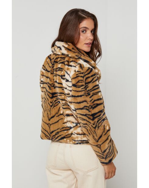 Manteau en fausse fourrure imprimé Oreo Tigre Camel