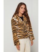 Manteau en fausse fourrure imprimé Oreo Tigre Camel