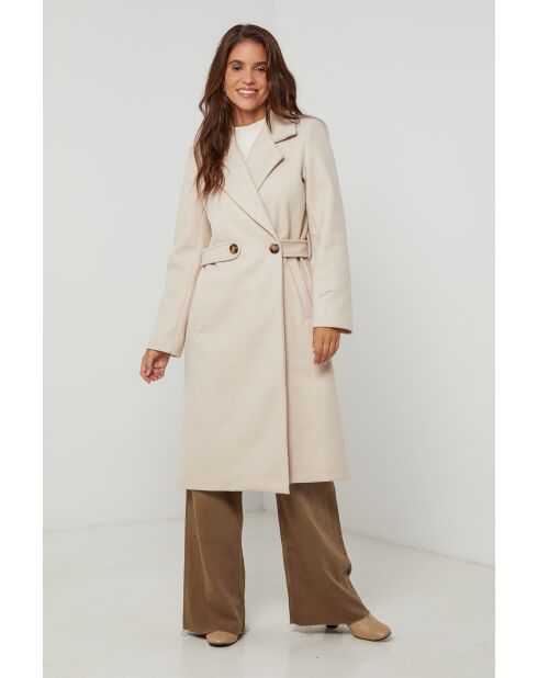 Cecilia Beige lange jas