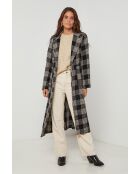 Manteau long à carreaux Noir
