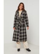 Manteau long à carreaux Noir