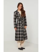 Manteau long à carreaux Noir