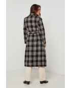 Manteau long à carreaux Noir