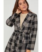 Manteau long à carreaux Noir
