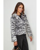 Grijze jas van imitatiebont met Tiger Oreo-print