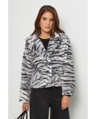 Grijze jas van imitatiebont met Tiger Oreo-print