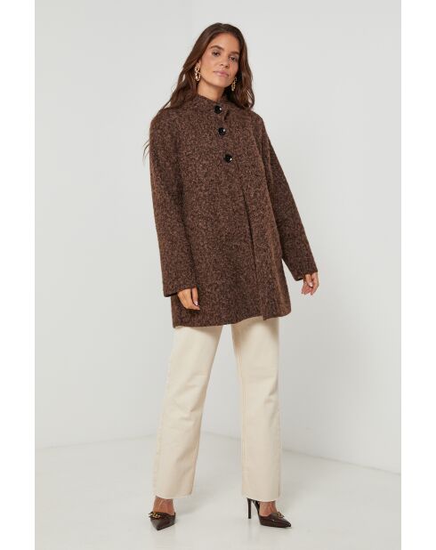 Cappotto a collo alto di media lunghezza Melodie Choco