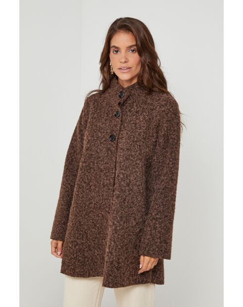 Cappotto a collo alto di media lunghezza Melodie Choco