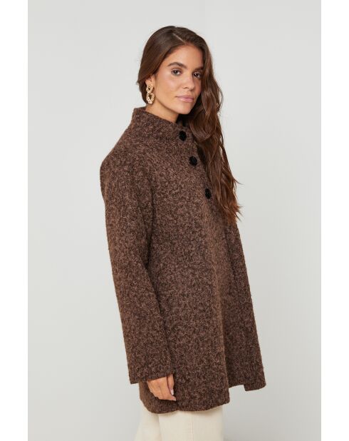 Cappotto a collo alto di media lunghezza Melodie Choco