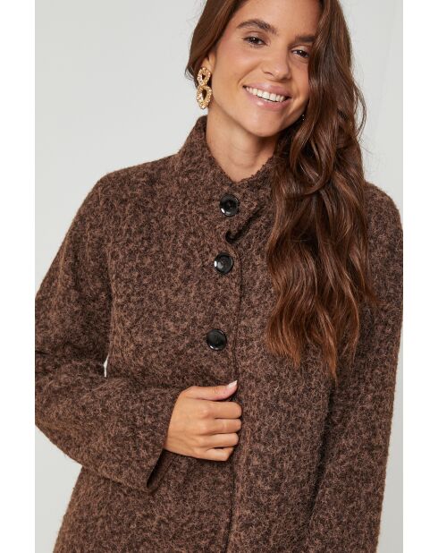 Cappotto a collo alto di media lunghezza Melodie Choco