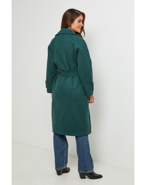 Manteau long col rabat Claire Vert Sapin