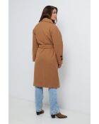 Cappotto lungo Claire Camel con collo a risvolto